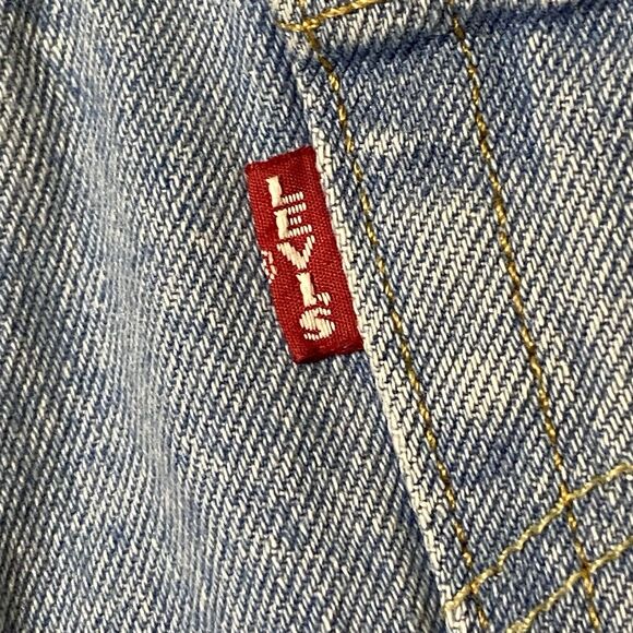 Levi’s Distressed Cut-Off Button-Fly  Jean Shorts Blue Country Festival  SZ 27 - Picture 4 of 6